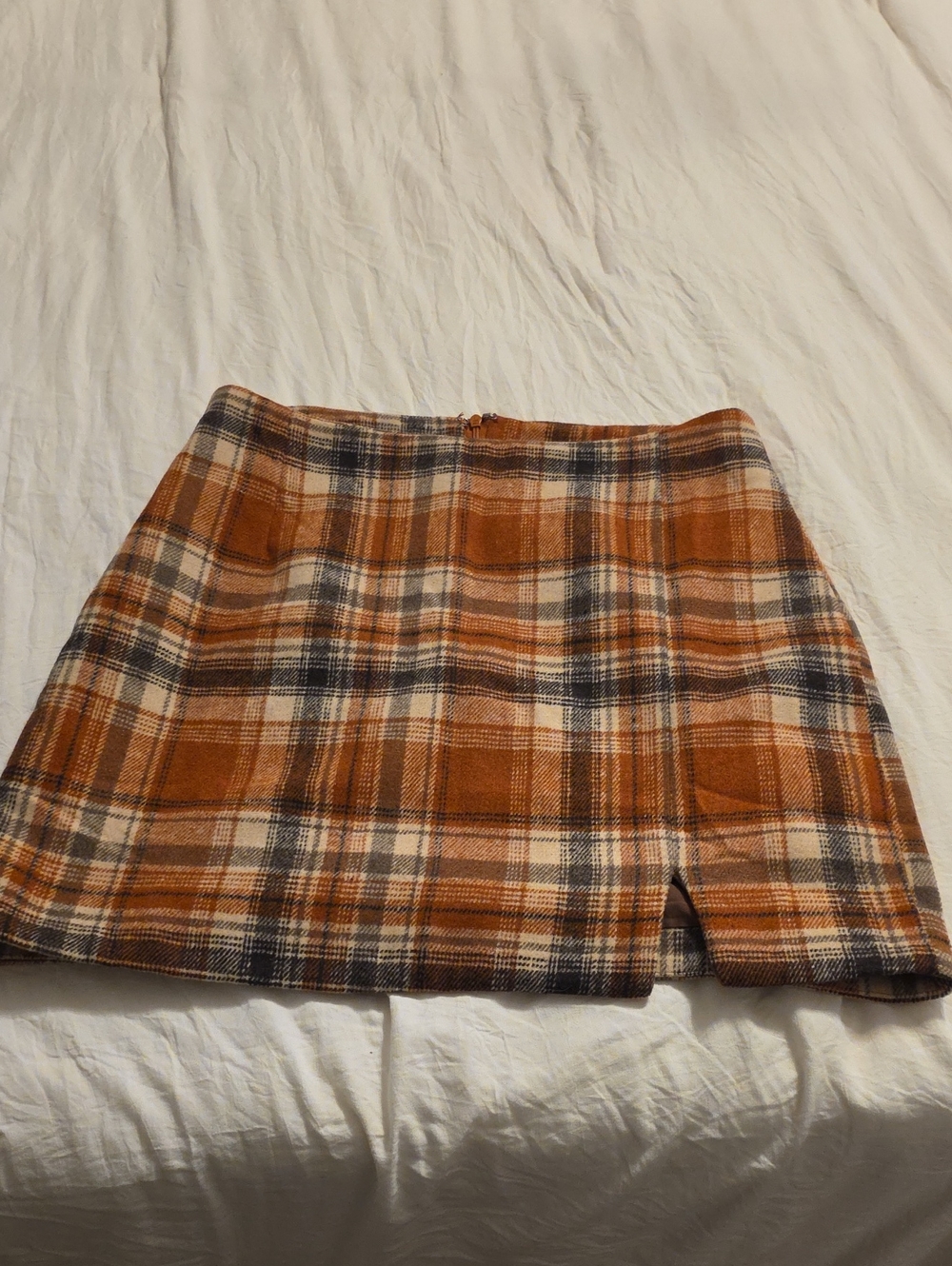 Pink Lily Plaid Mini Skirt in Rust, Cream and Black